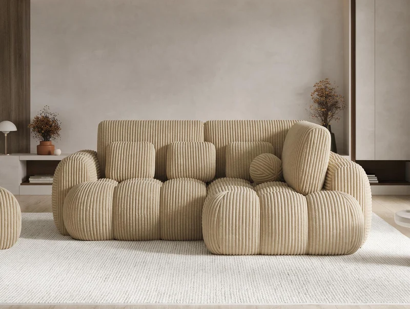Canapé d'angle convertible design AUBER avec coffre de rangement