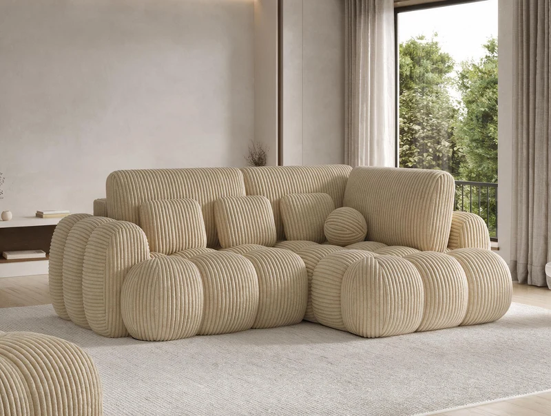 Canapé d'angle convertible design AUBER avec coffre de rangement