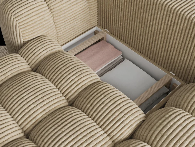 Canapé d'angle convertible design AUBER avec coffre de rangement