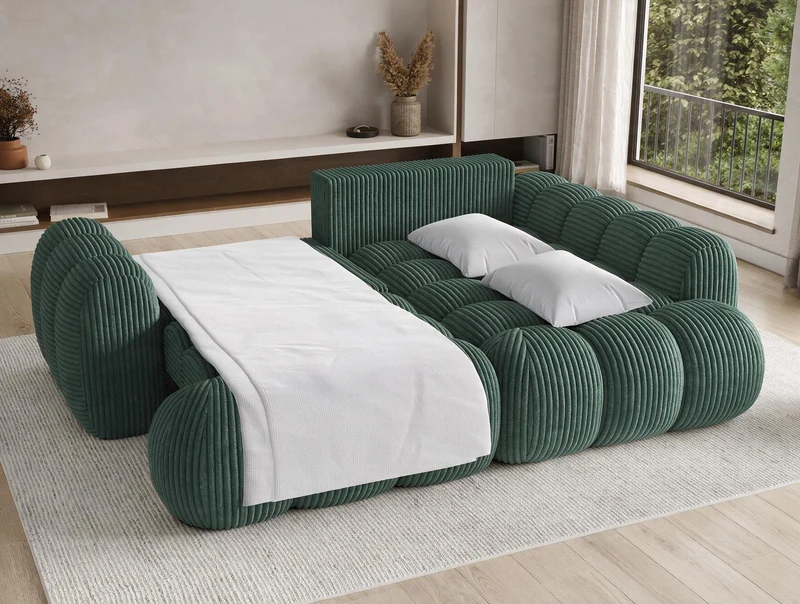 Canapé d'angle convertible design AUBER avec coffre de rangement