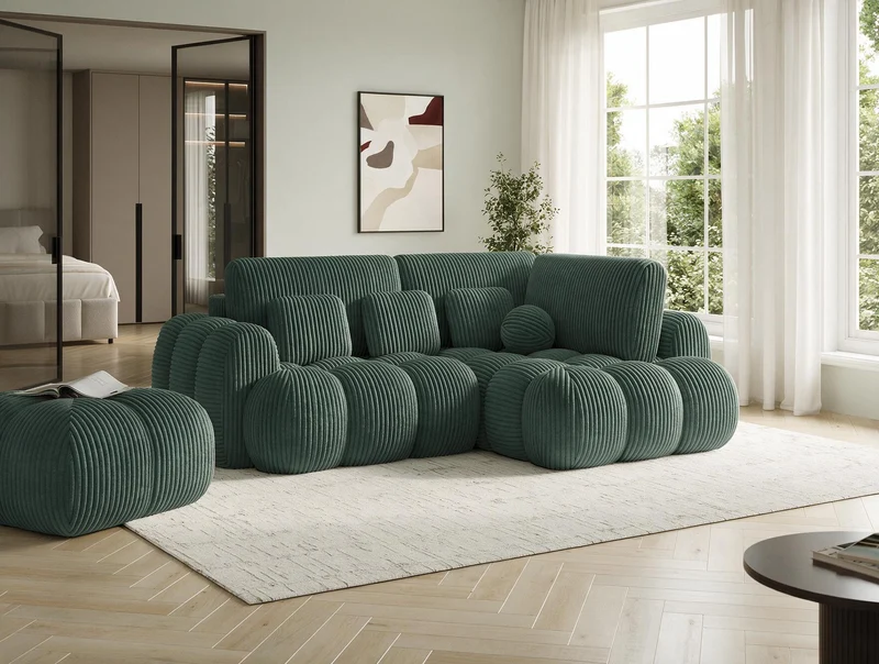 Canapé d'angle convertible design AUBER avec coffre de rangement