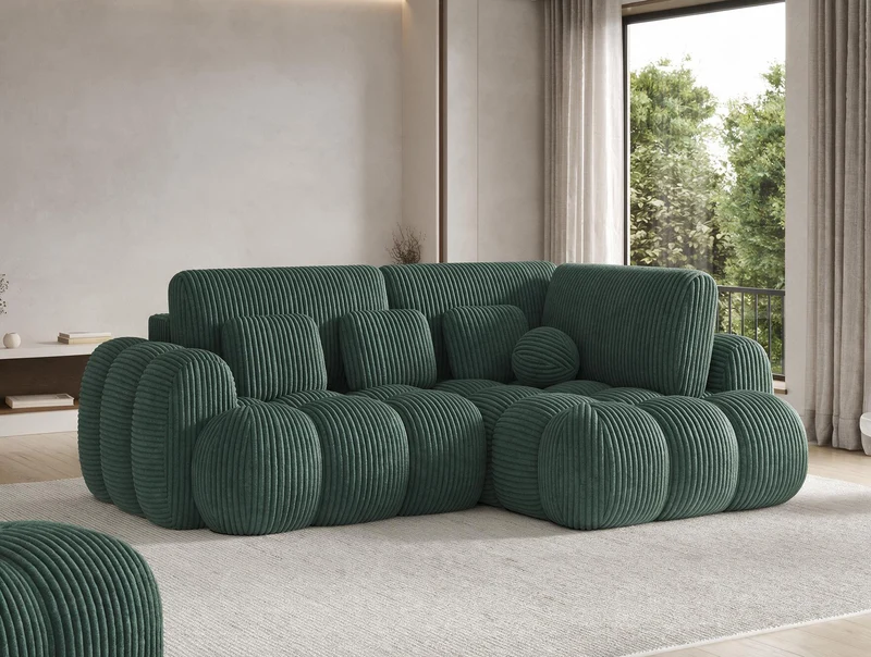 Canapé d'angle convertible design AUBER avec coffre de rangement