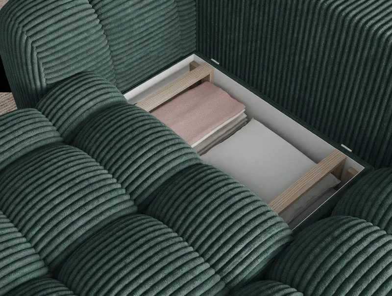 Canapé d'angle convertible design AUBER avec coffre de rangement