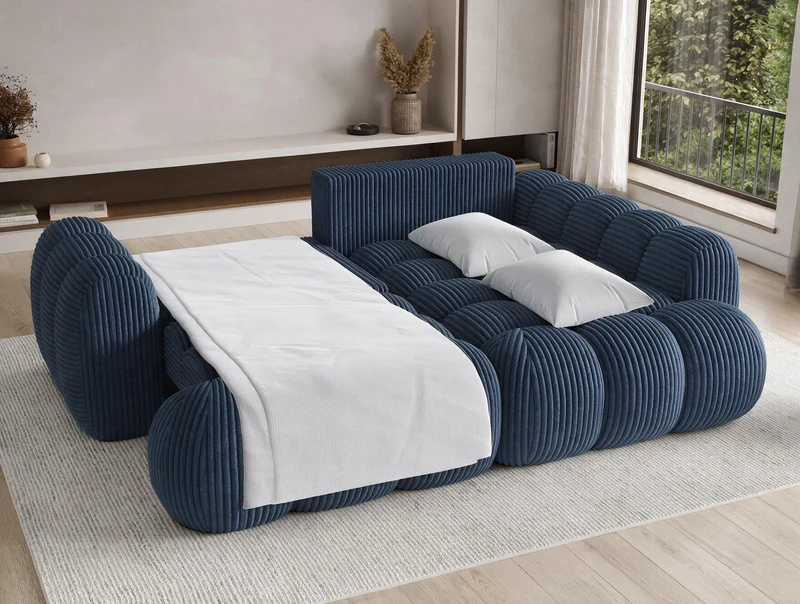 Canapé d'angle convertible design AUBER avec coffre de rangement