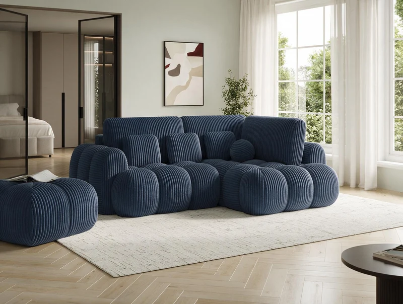 Canapé d'angle convertible design AUBER avec coffre de rangement