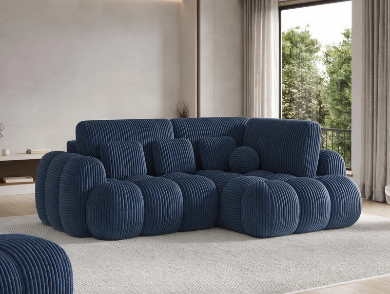 Canapé d'angle convertible design AUBER avec coffre de rangement