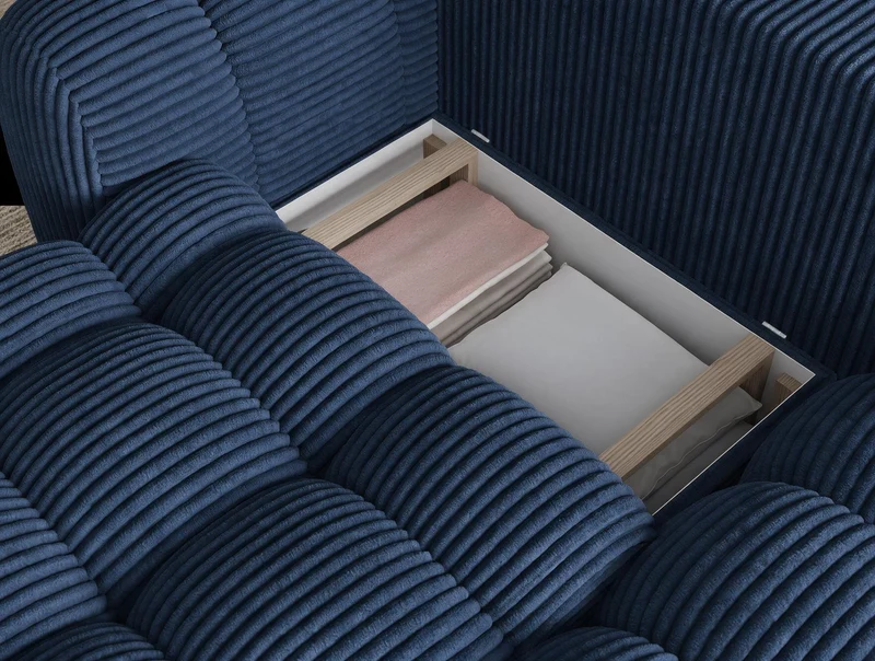Canapé d'angle convertible design AUBER avec coffre de rangement