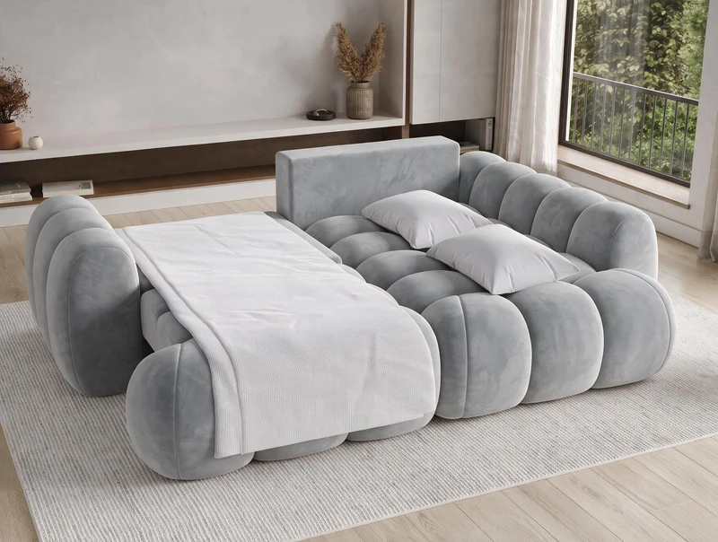 Canapé d'angle convertible design AUBER avec coffre de rangement