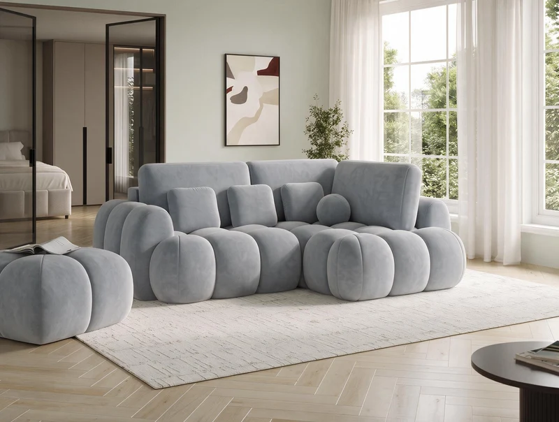 Canapé d'angle convertible design AUBER avec coffre de rangement
