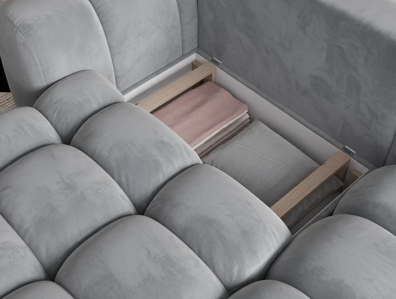 Canapé d'angle convertible design AUBER avec coffre de rangement