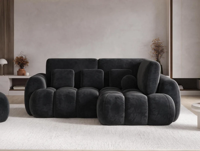 Canapé d'angle convertible design AUBER avec coffre de rangement