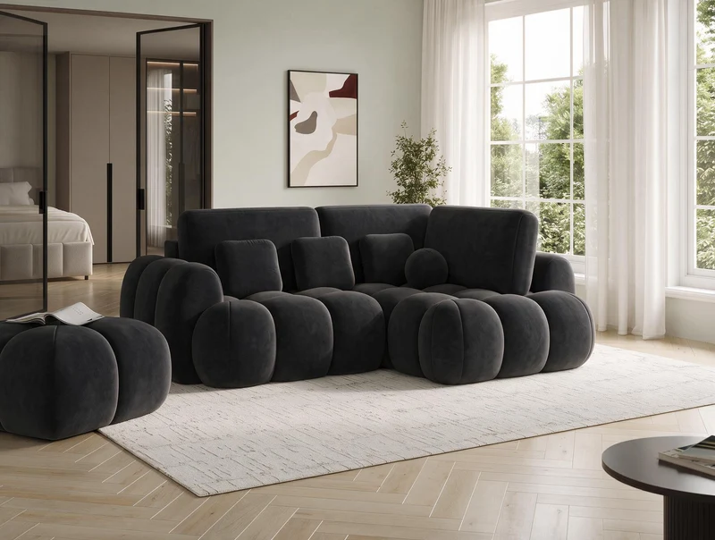 Canapé d'angle convertible design AUBER avec coffre de rangement