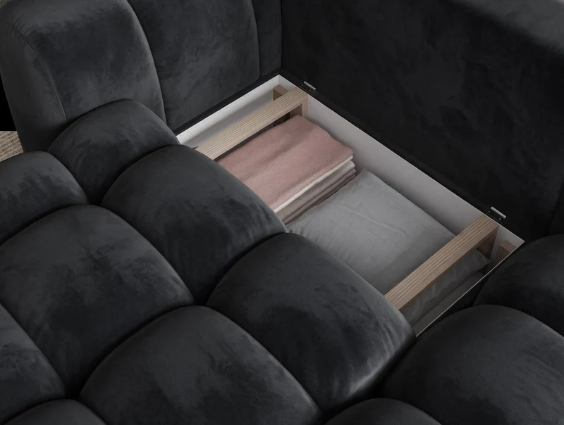 Canapé d'angle convertible design AUBER avec coffre de rangement