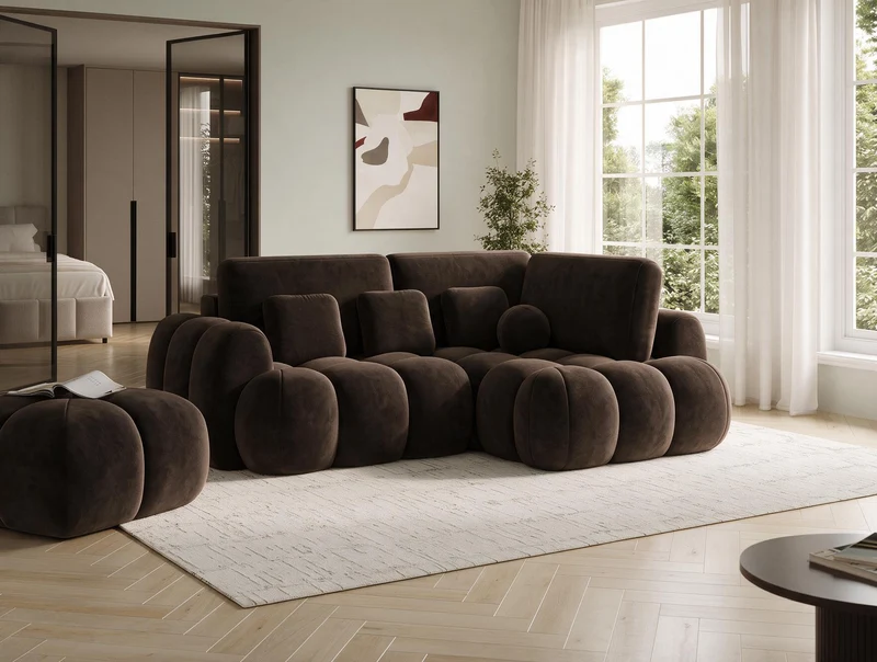 Canapé d'angle convertible design AUBER avec coffre de rangement