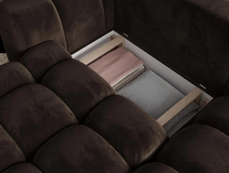 Canapé d'angle convertible design AUBER avec coffre de rangement