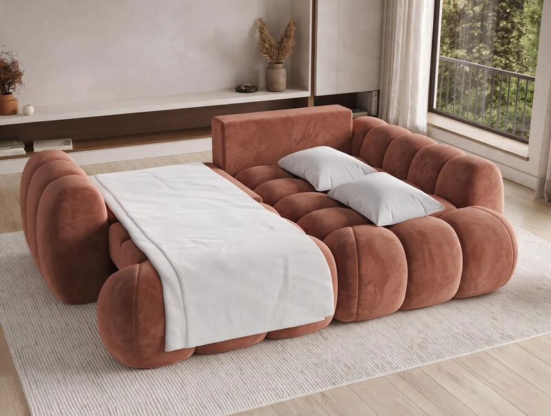 Canapé d'angle convertible design AUBER avec coffre de rangement