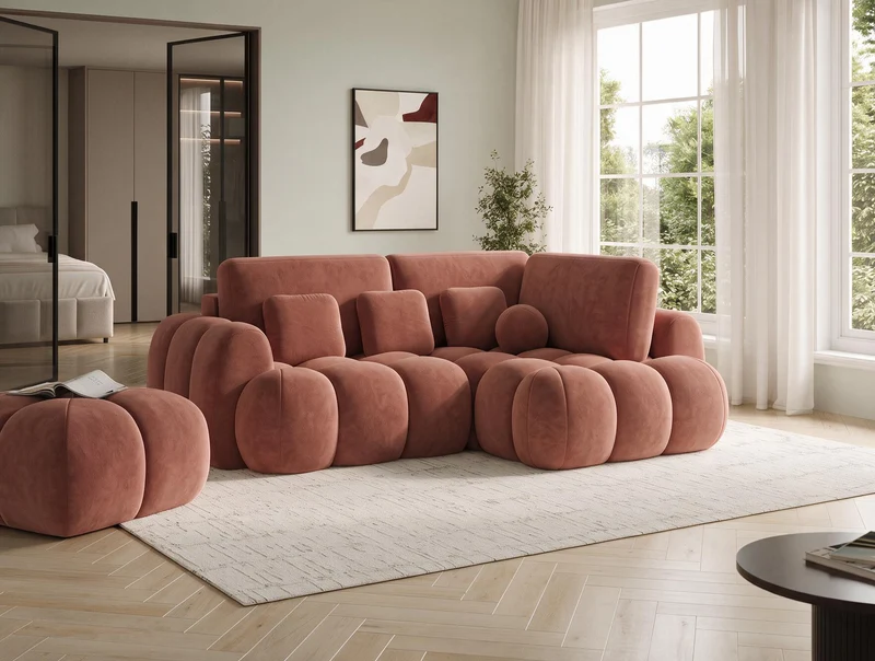 Canapé d'angle convertible design AUBER avec coffre de rangement