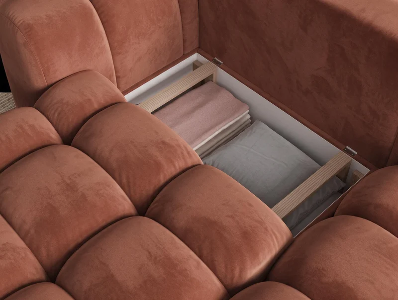 Canapé d'angle convertible design AUBER avec coffre de rangement