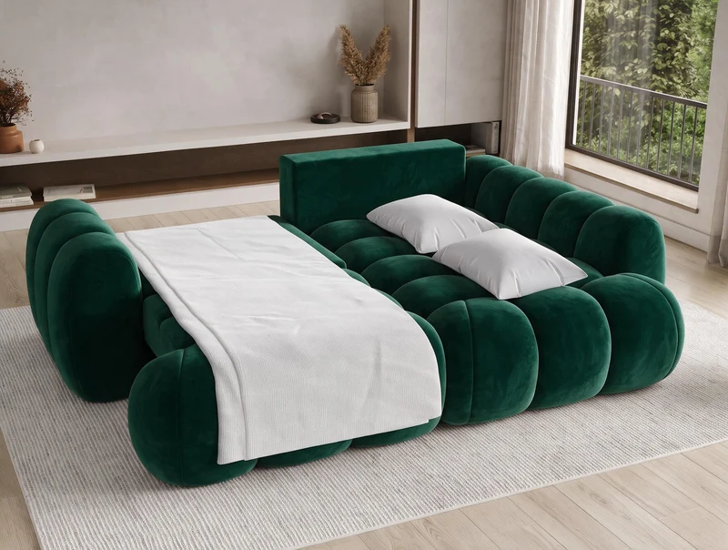 Canapé d'angle convertible design AUBER avec coffre de rangement