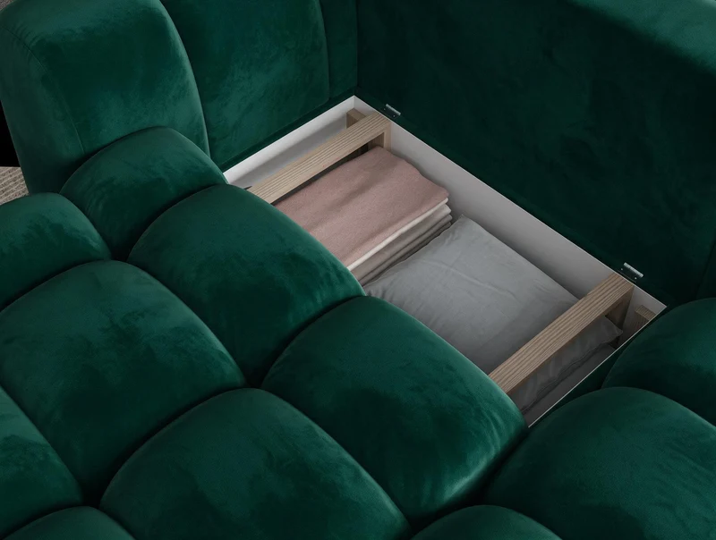 Canapé d'angle convertible design AUBER avec coffre de rangement