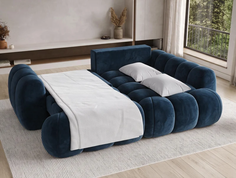 Canapé d'angle convertible design AUBER avec coffre de rangement