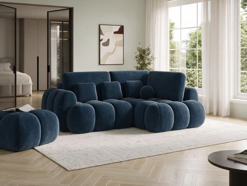 Canapé d'angle convertible design AUBER avec coffre de rangement