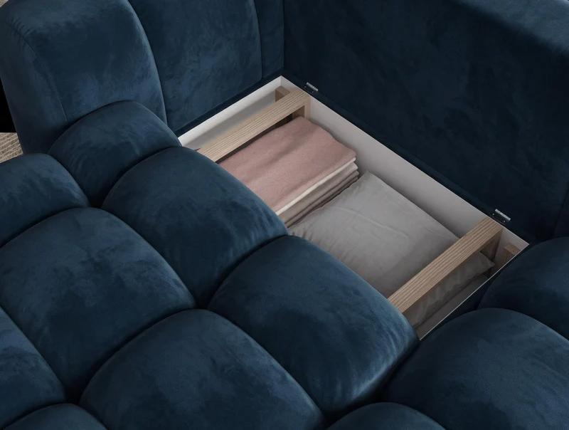 Canapé d'angle convertible design AUBER avec coffre de rangement