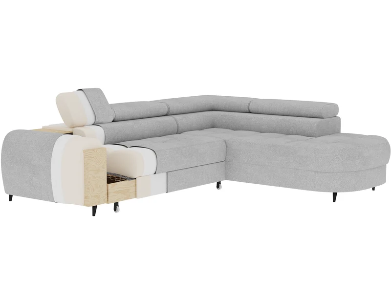 Canapé d'angle convertible design ALESIA avec coffre de rangement