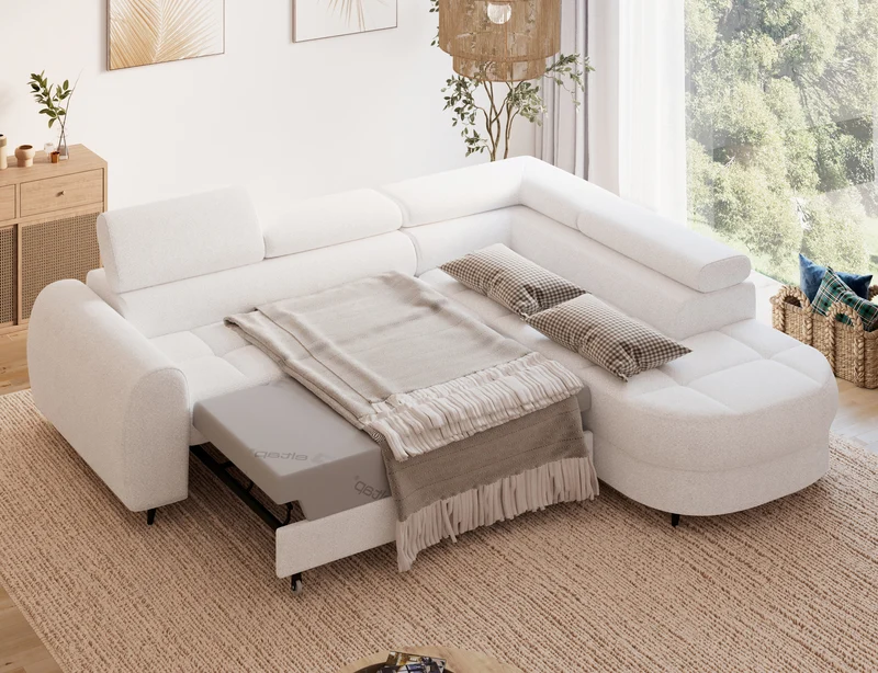 Canapé d'angle convertible design ALESIA avec coffre de rangement