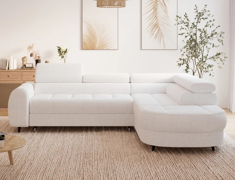 Canapé d'angle convertible design ALESIA avec coffre de rangement