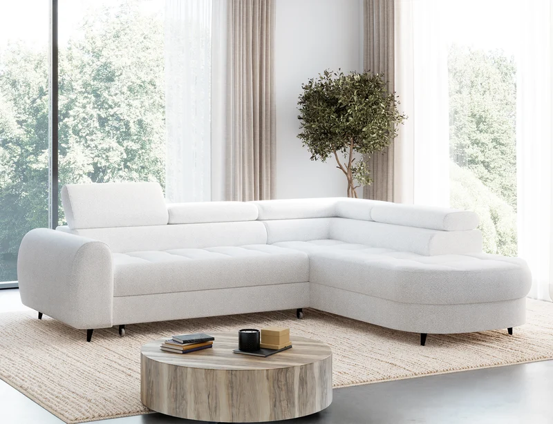 Canapé d'angle convertible design ALESIA avec coffre de rangement