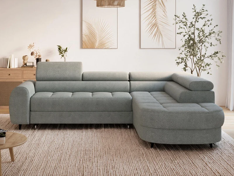 Canapé d'angle convertible design ALESIA avec coffre de rangement