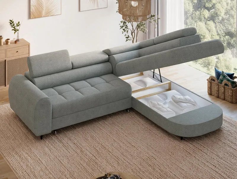 Canapé d'angle convertible design ALESIA avec coffre de rangement