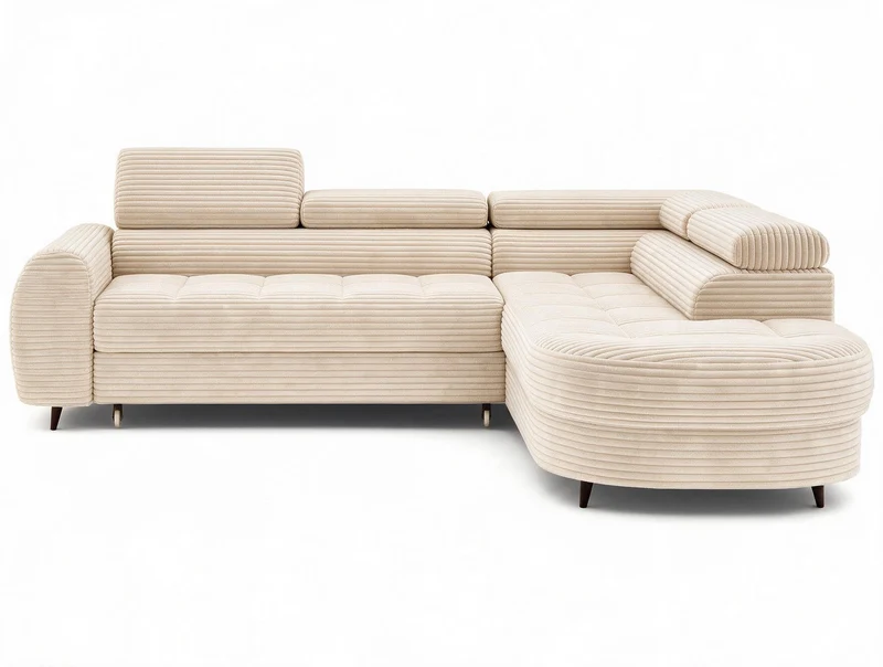 Canapé d'angle convertible design ALESIA avec coffre de rangement