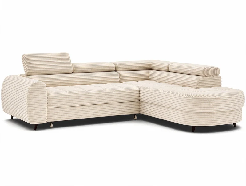 Canapé d'angle convertible design ALESIA avec coffre de rangement