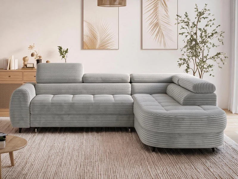 Canapé d'angle convertible design ALESIA avec coffre de rangement