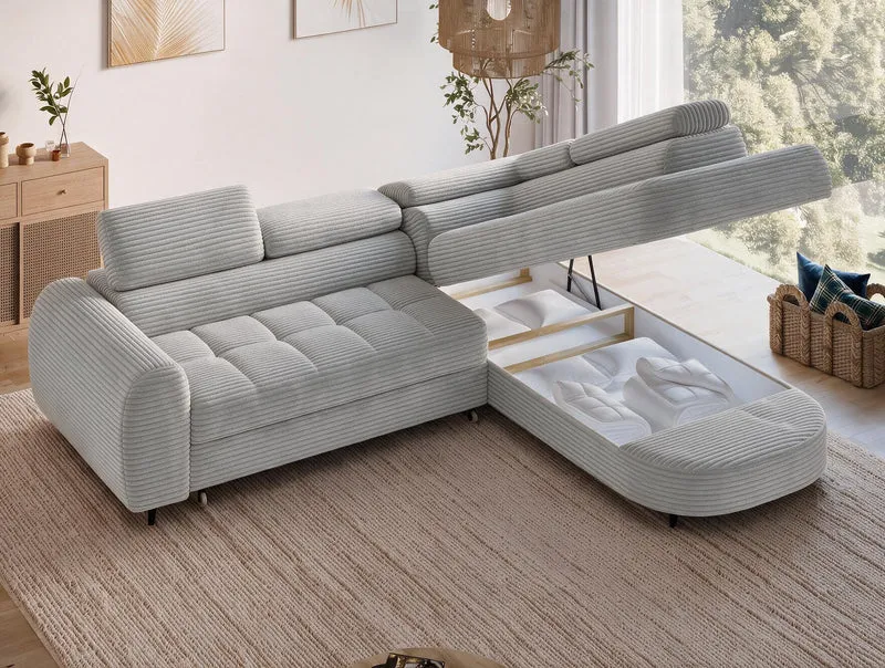 Canapé d'angle convertible design ALESIA avec coffre de rangement