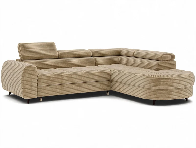 Canapé d'angle convertible design ALESIA avec coffre de rangement