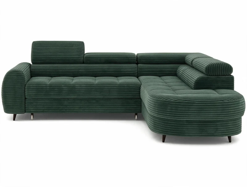 Canapé d'angle convertible design ALESIA avec coffre de rangement