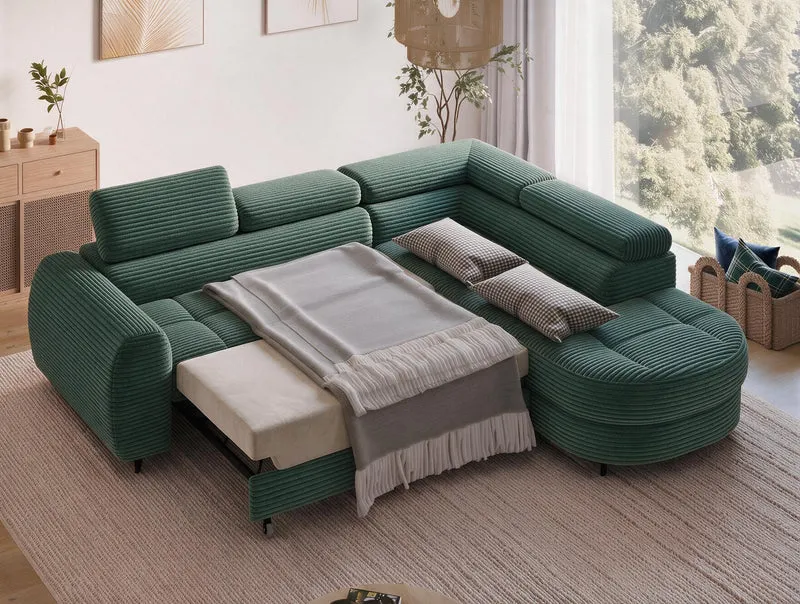 Canapé d'angle convertible design ALESIA avec coffre de rangement