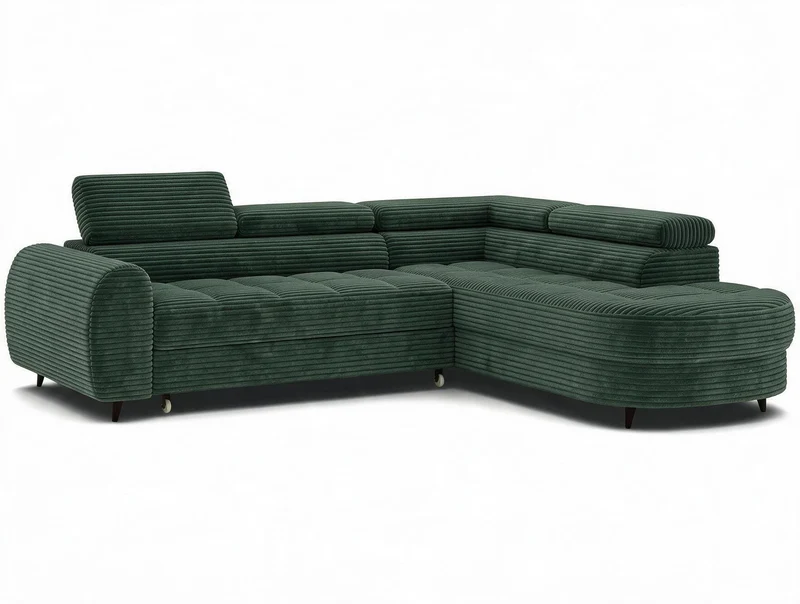 Canapé d'angle convertible design ALESIA avec coffre de rangement