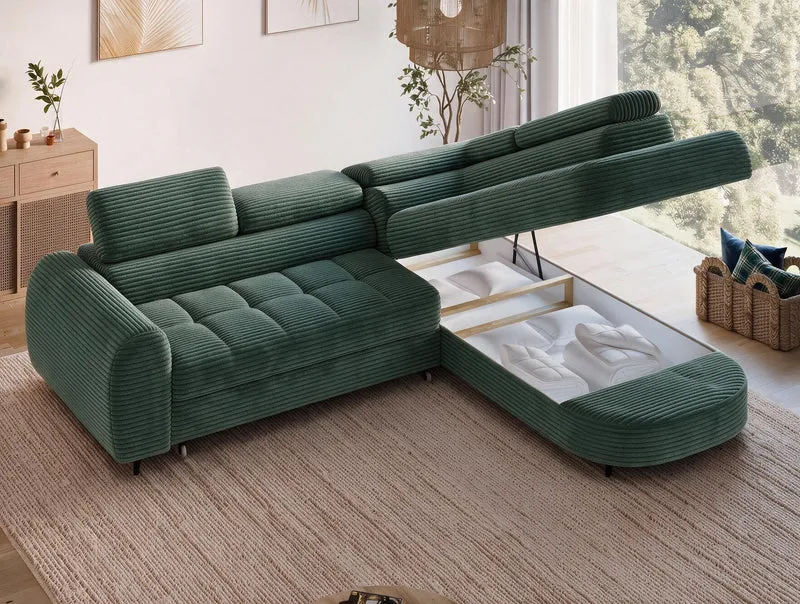 Canapé d'angle convertible design ALESIA avec coffre de rangement