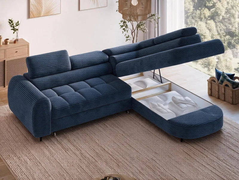 Canapé d'angle convertible design ALESIA avec coffre de rangement