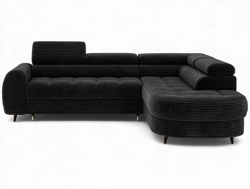 Canapé d'angle convertible design ALESIA avec coffre de rangement
