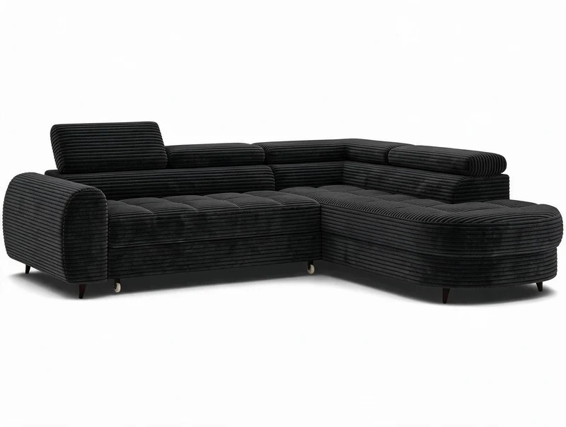 Canapé d'angle convertible design ALESIA avec coffre de rangement
