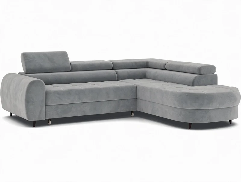 Canapé d'angle convertible design ALESIA avec coffre de rangement