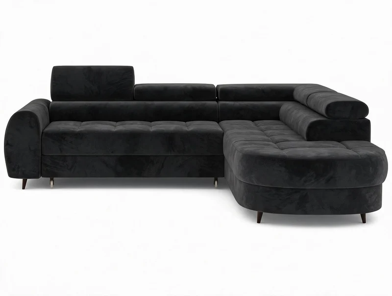 Canapé d'angle convertible design ALESIA avec coffre de rangement