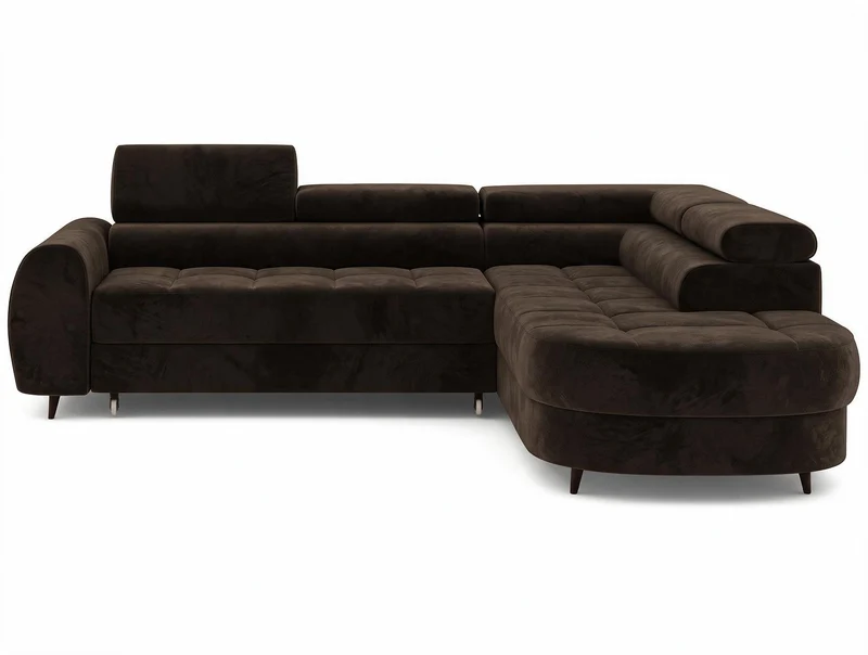 Canapé d'angle convertible design ALESIA avec coffre de rangement