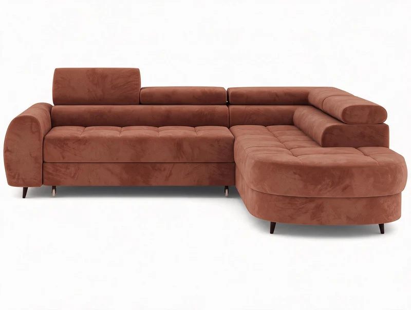 Canapé d'angle convertible design ALESIA avec coffre de rangement