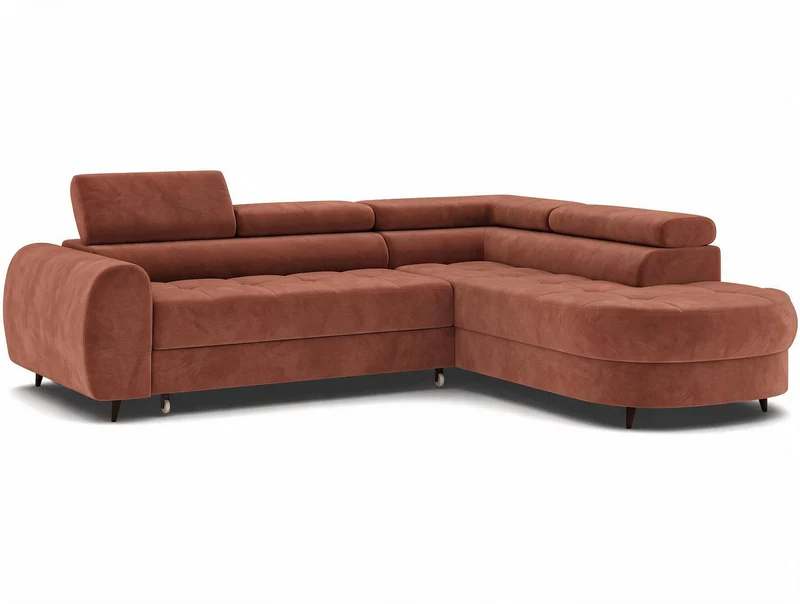 Canapé d'angle convertible design ALESIA avec coffre de rangement